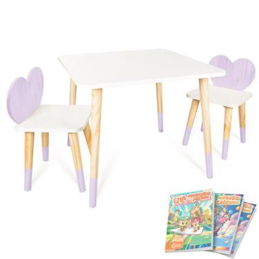 Imagem de Kit Educativo Mesa e 2 Cadeiras Infantil Coração - Eita Casa Perfeita,