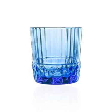 Imagem de Bormioli Rocco America '20s Conjunto de 6 copos DOF, vidro de cristal colorido de 354 g, azul safira, feito na Itália