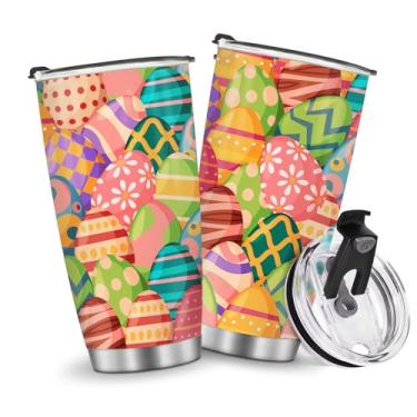 Imagem de Caneca de café para viagem com isolamento térmico garrafa de água ovos pintados estilo meninos meninas presentes para Natal, aniversário, dia das crianças, presente de aniversário masculino 590 ml