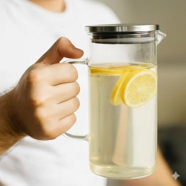 Imagem de Jarra Borossilicato de Vidro com Tampa inox resistente ao calor e ao frio extremo 1,1litro