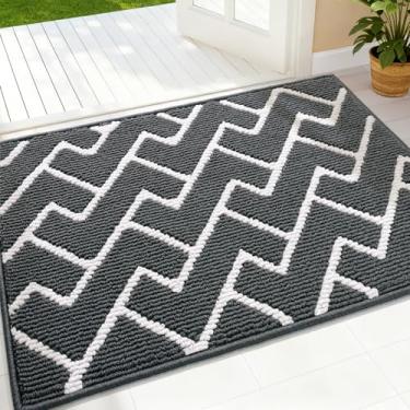 Imagem de OLANLY Tapete de porta frontal, suporte de borracha antiderrapante, resistente à sujeira e absorvente, lavável, capacho interno de baixo perfil fácil de limpar para porta traseira, entrada, entrada
