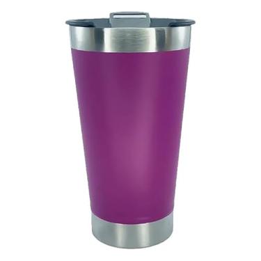 Imagem de Copo Térmico Inox para Cerveja e Café, 473ml, Aço Inoxidável, Isolamento Térmico, Portátil, Cor Violeta