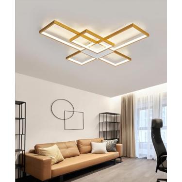 Imagem de Luminária de teto LED, com intensidade regulável e controle remoto, luminária de teto moderna quadrada em acrílico, iluminação de teto embutida para sala de estar, cozinha, escritório, quart