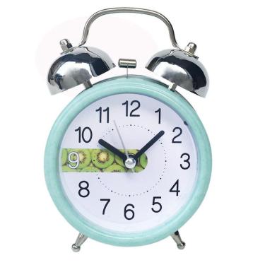 Imagem de Despertador Metal Bell 8x12,5 x 5 cm com luz noturna e padrão de jade