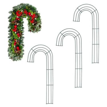 Imagem de STOBAZA Moldura de guirlanda de ferro em verde, 4 peças, formas de guirlanda de arame de bengala doce para decoração de casa elegante