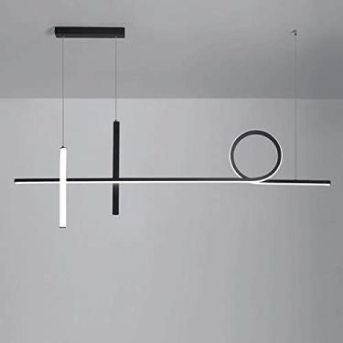 Imagem de Luminária pendente linear tubular longa, lustre ultrafino com tiras de metal, luminária suspensa moderna de LED de 40W, luminárias decorativas para restaurantes, luminárias de ilha nórdicas