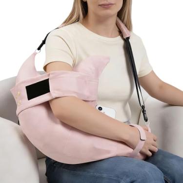 Imagem de SPRING SEAON Travesseiro pós-cirurgia de ombro com bolso, alívio macio do manguito rotador, travesseiro de ombro respirável para quem dorme de lado, almofada de suporte de braço removível, lavável na