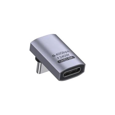 Imagem de Adaptador USB C de 90 graus, adaptador USB C macho para fêmea 40Gbps 240W compatível com Steam Deck, ROG Ally, Switch, notebook, PC, tablet, telefone e mais