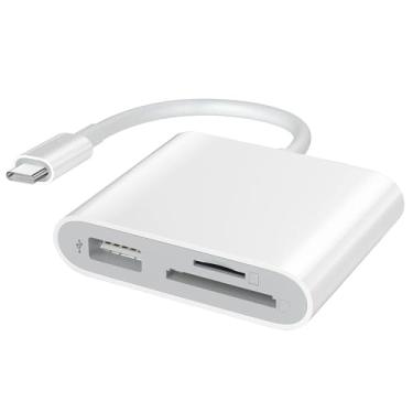 Imagem de Adaptador de leitor de cartão SD USB C, 3 em 1, USB tipo C para USB OTG adaptador de cartão de memória para cartões micro SD TF compatível com MacBook Pro Air/iPad Pro/Mini/iPhone 15, Galaxy S23