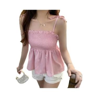 Imagem de Camisola Feminina Sem Costas Y2K 2024, Top Casual Elegante Em Cor Sóli