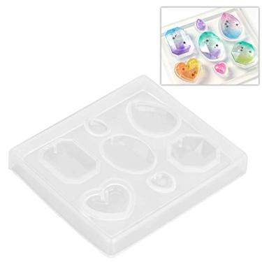 Imagem de Generic Molde de Silicone Transparente Com Pedras Preciosas Facetadas, Kit de Fabricação de Joias Diy, Coração Retangular Redondo para Resina Epóxi, Artesanato, Presente