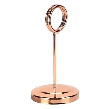 Imagem de GLOGLOW Suporte de Número de Mesa de Aço Inoxidável de Sinalização, Design Elegante de Anel de Enrolamento, Clipe de Imagem Leve para Restaurantes, Hotéis, Bar e Restaurante de Uso Doméstico (Ouro