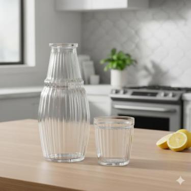 Imagem de Jarra Moringa com Copo Vidro 1L para Água e Suco – Elegante e Prática