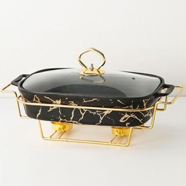 Imagem de Conjunto De Buffet De Prato De Atrito De CerâMica, Prato De Atrito Com Acabamento Em MáRmore De ImitaçãO, FogãO De Prato De Atrito Buffet Com Tampa Transparente De Vidro,Black-L