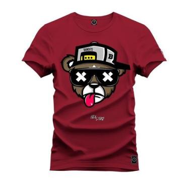 Imagem de Camiseta Premium Nexstar Varias Cores Urso Boné Bolado, Bordô, P