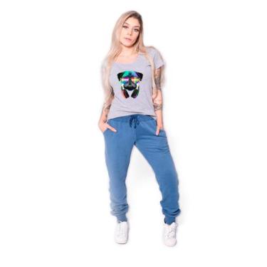 Imagem de Camiseta Longline Kruger's Concept Pug Dj - Feminino - XGG - Mescla, M