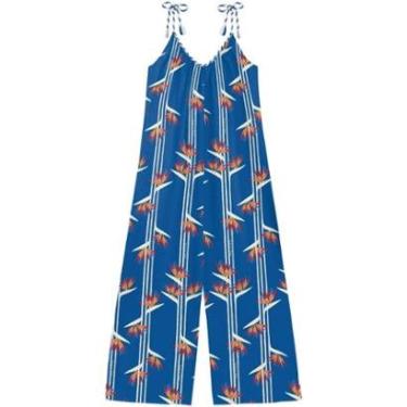 Imagem de Macacão Longo Fluido Estampado Com Alças De Amarrar-Feminino