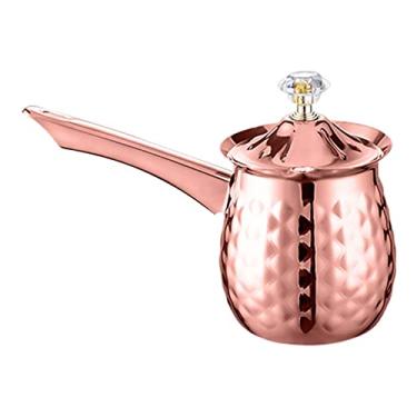 Imagem de WeiLaiKeQi Cafeteira Turca, Xícara para Espumar Leite E Café, Aquecedor para Cozinha, Bar E Cafeteria, Ouro Rosa 400ml, Tamanho real