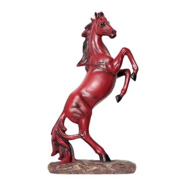 Imagem de BLWOTMOR Estatueta Decorativa de Cavalo em Resina, Escultura de Animal, Ornamento Moderno, para Mesa/escrivaninha/armário, Presente Original, Ideal para Sala D, Vermelho, Tamanho real