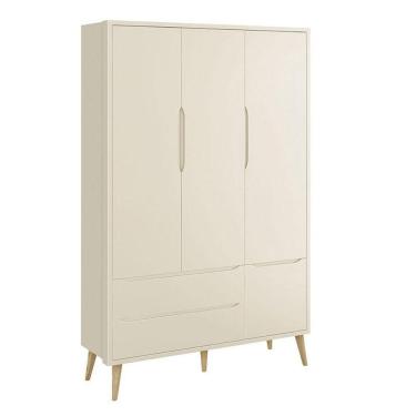 Imagem de Guarda Roupa Infantil Theo 3 Portas Areia Com Pés Madeira Natural - Reller