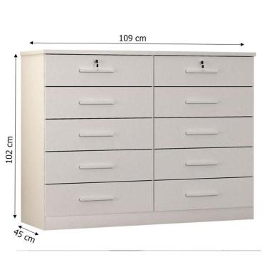 Imagem de Cômoda Gaveteiro Milão Com Chave Neve - Novo Horizonte