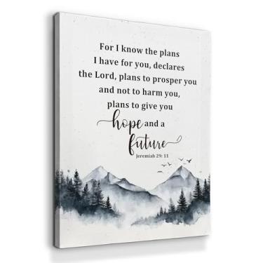 Imagem de laveliabel Arte de parede em tela For I Know the Plans I Have for You, impressões de arte de parede inspiradoras cristãs, presentes cristãos para mulheres, pinturas em versículo da Bíblia, decoração