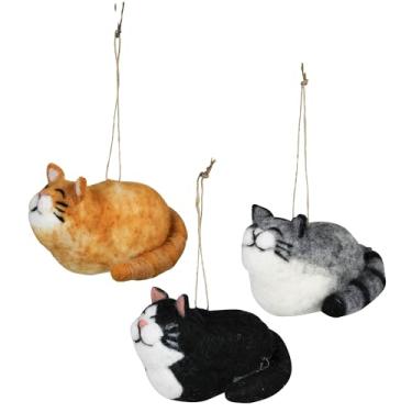 Imagem de HomArt Enfeites de gato, 10 cm, feltro, multicolorido, conjunto de 3
