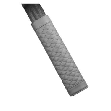 Imagem de Capa de ombro para cinto de segurança de carro bordado de couro resistente ao desgaste capa de assento de couro antiderrapante almofadas de decoração de interiores de carro (cinza)