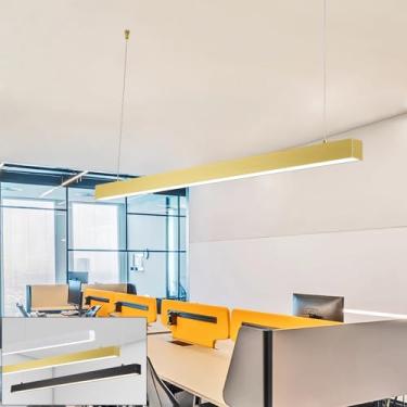 Imagem de Luminária pendente de LED para mesa de jantar, com intensidade de cor ajustável de 3000K a 6000K, controle remoto e design moderno para sala de jantar, cozinha, escritório, bar e loja (doura