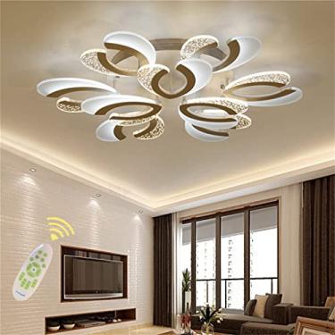 Imagem de Luminária de teto LED, lustre moderno em acrílico branco com design criativo em formato de flor, ideal para sala de estar, cozinha, quarto, lavabo e corredor. 9 lâmpadas/72W