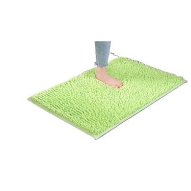 Imagem de Almofada de chuveiro quadrada absorvente macia universal, almofada de chuveiro de canto lavável para chuveiros quadrados (retangular), tapete de banheiro (verde amarelado, 40 x 60 cm)