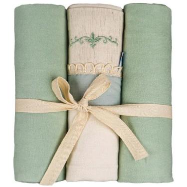 Imagem de Cueiro Liso Flanelado com Vira Bordada e Ponto Curva - BABY JOY, Arabe