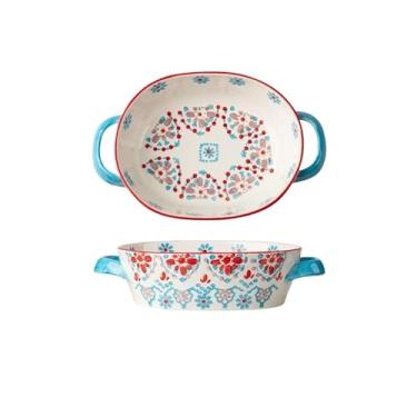 Imagem de x3anggyt5 Assadeira caçarola para forno de cerâmica, conjuntos de utensílios de cozinha com alças, assadeira de lasanha para bolo, micro-ondas, máquina de lavar louça, caçarola para forno