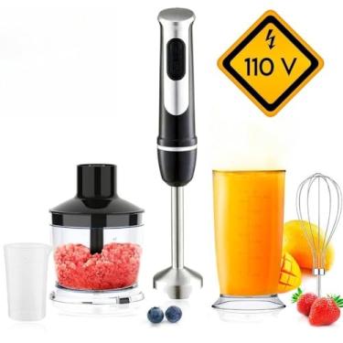 Imagem de Mixer 4 em 1 Inox 600W com Batedor Processador Triturador Copo Medidor 110v 220v(110v)