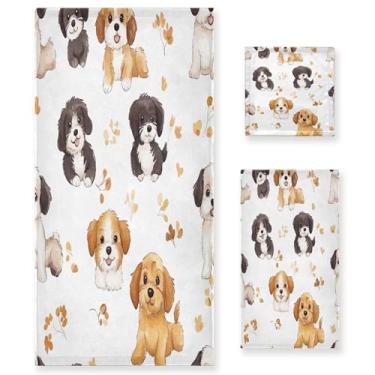 Imagem de xigua Conjunto de toalhas de banheiro para cães fofos, absorvente e macio, toalha de banho de 3 peças, toalha de mão, toalhas decorativas para banheiro, academia, hotel, praia, piscina