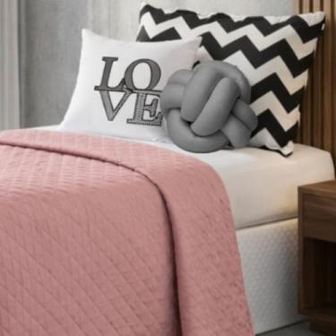 Imagem de Kit Colcha Cobre Leito Solteiro 05 Peças Infantil Com Almofada Decorativa Isabela (Rosê)