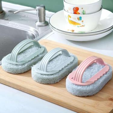 Imagem de Escova de limpeza, escova de esponja escova de banheira com alça ferramentas de limpeza de cozinha escova de limpeza de chuveiro doméstico para limpeza de cozinhas, banheiros, chuveiros, pisos