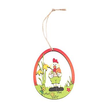 Imagem de Conjunto de 10 Ornamentos Madeira para Pendurar Páscoa com Temática Animais e Flores Etiquetas Decoração Pingente Festa Parede Casa Árvore