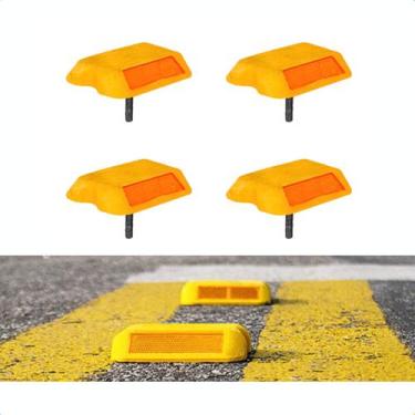 Imagem de Kit 4 Tachas Olho De Gato com Refletores Bidirecionais para Segurança 
