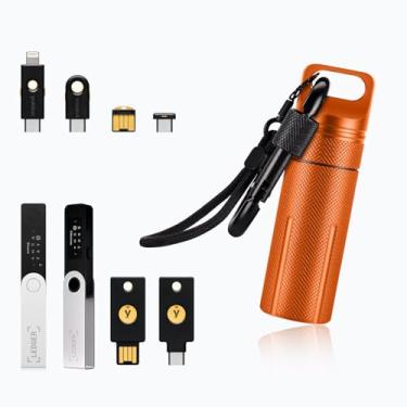 Imagem de Jeohu Capa carteira Crypto compatível com Ledger Nano S X S Plus Yubikey 5 5C NFC 5Ci, pod de hardware de liga de alumínio, à prova d'água, à prova de choque, dispositivo USB de polegar para