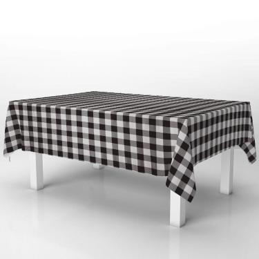 Imagem de Toalha De Mesa Térmica Pvc Xadrez Jantar Cozinha 1,40 X 1,40 Titulo Xadrez Preto