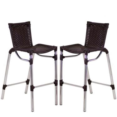 Imagem de 2 Banqueta Alumínio Fortaleza Alta Para Balcão, Cozinha Tabaco