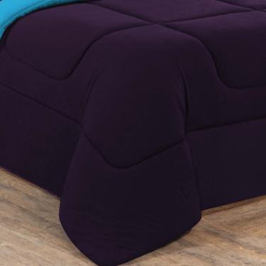 Imagem de Kit Edredom + Jogo De Lençol Malha 100% Algodão Gran Moratta 6 Peças King - Roxo /Azul Turquesa