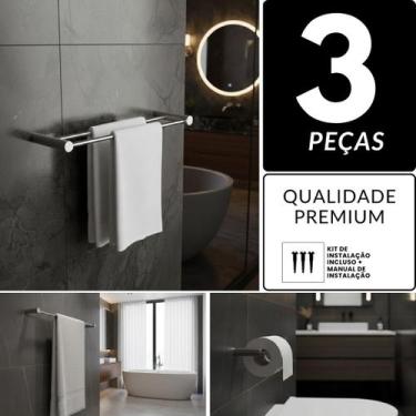 Imagem de Kit Acessórios Duplo Para Banheiro Metal Escovado 2040OR Orion - Grego