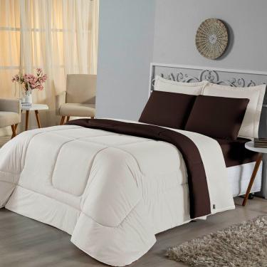 Imagem de Edredom Queen Dupla Face Malha 100% Algodão 1 Peça - Palha-tabaco