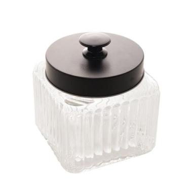 Imagem de Pote Mantimento Vidro 800ml Tampa de Metal Preta - Lyor