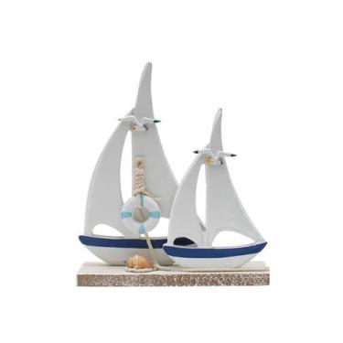 Imagem de Estatua De Barco Em Madeira Veleiro Miniatura Duplo Maritimo - La Vern