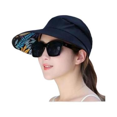 Imagem de Chapéu De Praia Feminino Com Aba Larga Para Proteção Solar, Dobrável, 
