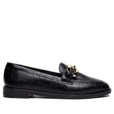 Imagem de Mocassim Feminino Beira Rio Napa Croco Preto, Preto, 38