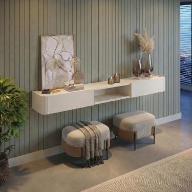 Imagem de Aparador Suspenso Apolo 100% Mdf 2 Gavetas 180cm Off White